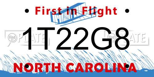 1T22G8 North Carolina License Plate