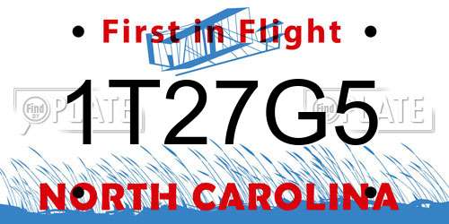 1T27G5 North Carolina License Plate