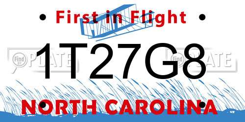 1T27G8 North Carolina License Plate