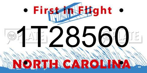 1T28560 North Carolina License Plate
