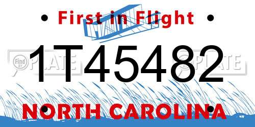 1T45482 North Carolina License Plate