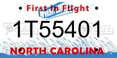 1T55401 North Carolina License Plate