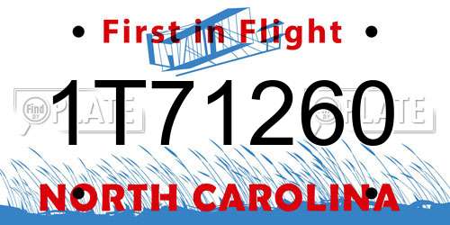1T71260 North Carolina License Plate