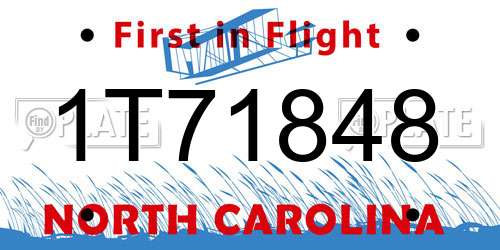 1T71848 North Carolina License Plate