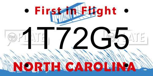 1T72G5 North Carolina License Plate