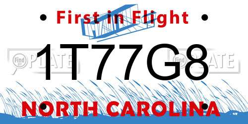 1T77G8 North Carolina License Plate