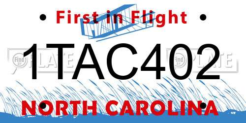1TAC402 North Carolina License Plate