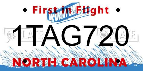 1TAG720 North Carolina License Plate