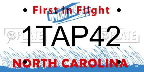 1TAP42 North Carolina License Plate