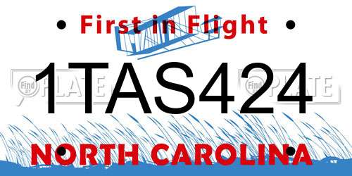 1TAS424 North Carolina License Plate