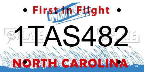 1TAS482 North Carolina License Plate