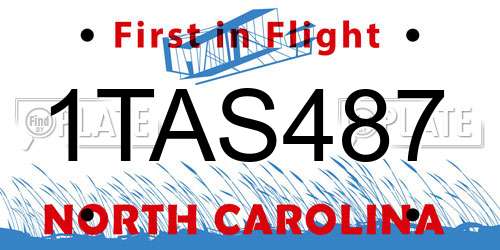 1TAS487 North Carolina License Plate