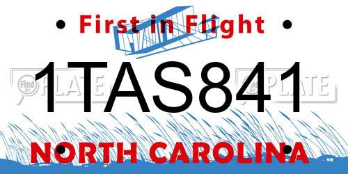 1TAS841 North Carolina License Plate