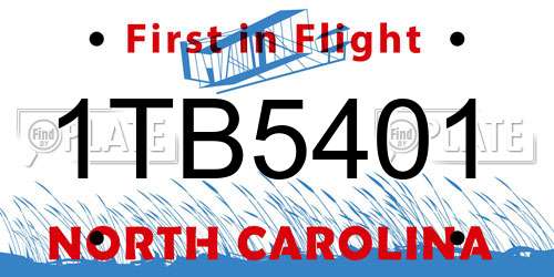 1TB5401 North Carolina License Plate