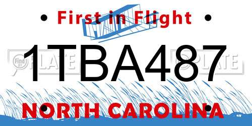 1TBA487 North Carolina License Plate