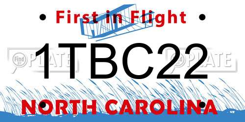 1TBC22 North Carolina License Plate