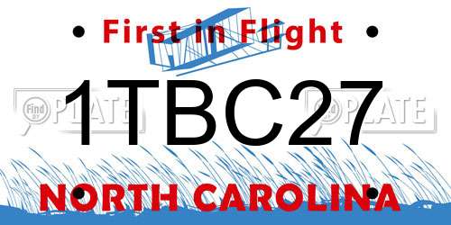 1TBC27 North Carolina License Plate