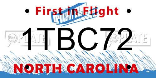 1TBC72 North Carolina License Plate