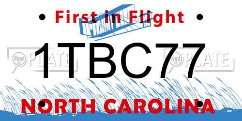 1TBC77 North Carolina License Plate