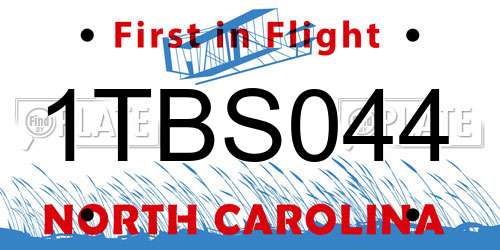1TBS044 North Carolina License Plate