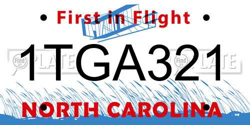1TGA321 North Carolina License Plate