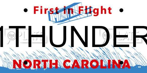 1THUNDER North Carolina License Plate