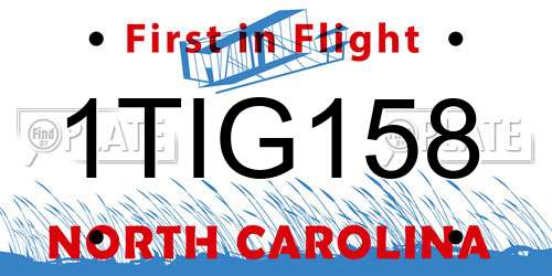 1TIG158 North Carolina License Plate