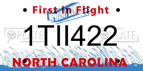 1TII422 North Carolina License Plate