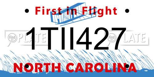 1TII427 North Carolina License Plate