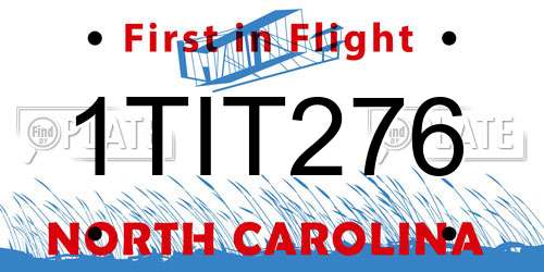 1TIT276 North Carolina License Plate