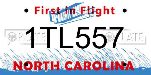 1TL557 North Carolina License Plate
