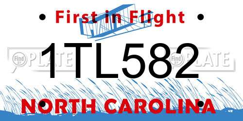 1TL582 North Carolina License Plate