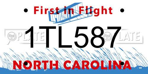 1TL587 North Carolina License Plate
