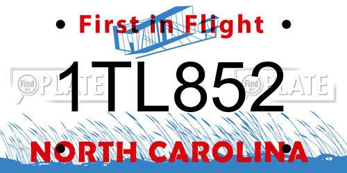 1TL852 North Carolina License Plate