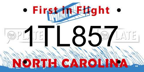1TL857 North Carolina License Plate