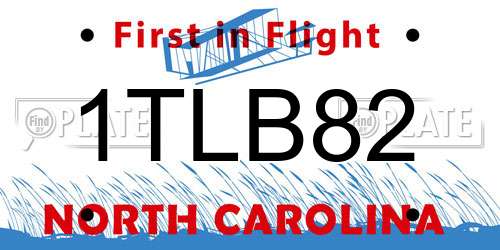 1TLB82 North Carolina License Plate