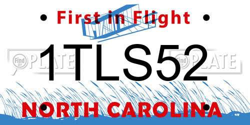 1TLS52 North Carolina License Plate