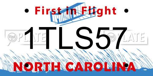 1TLS57 North Carolina License Plate