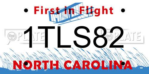 1TLS82 North Carolina License Plate