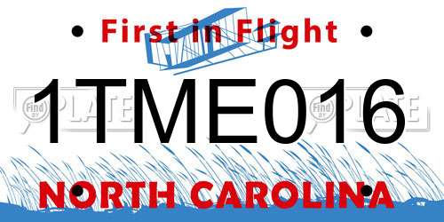 1TME016 North Carolina License Plate