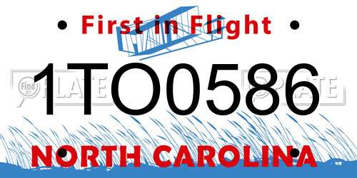 1TO0586 North Carolina License Plate