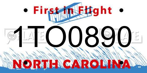 1TO0890 North Carolina License Plate