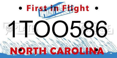 1TOO586 North Carolina License Plate