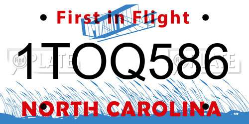 1TOQ586 North Carolina License Plate