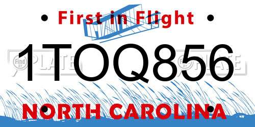 1TOQ856 North Carolina License Plate