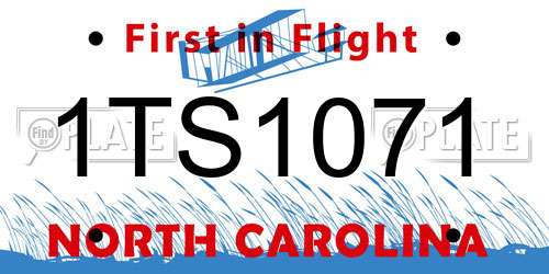 1TS1071 North Carolina License Plate