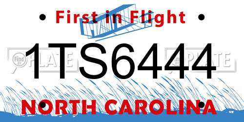 1TS6444 North Carolina License Plate