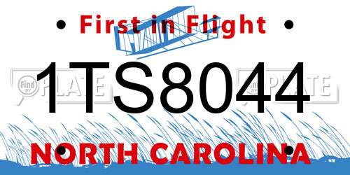 1TS8044 North Carolina License Plate