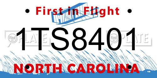 1TS8401 North Carolina License Plate
