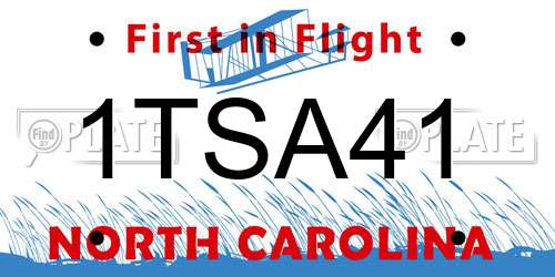 1TSA41 North Carolina License Plate